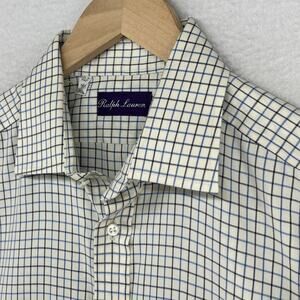Ralph Lauren Blue and White Checkered Dress Shirt
